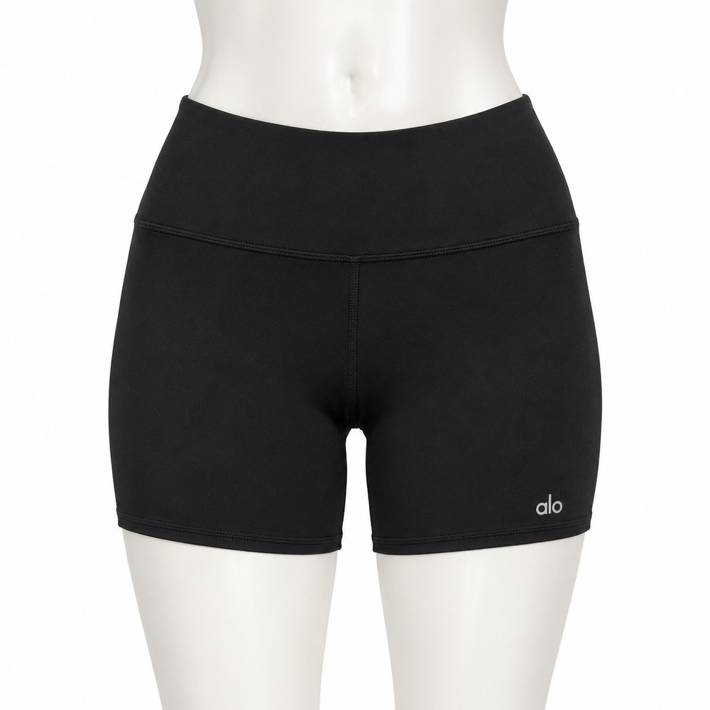 Alo Yoga High Waist Bike Shorts Women's Medium Black 5" Gym Workout Cycling Spin